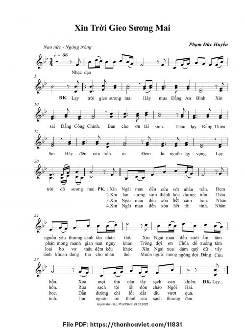 Xin trời gieo sương mai - Phạm Đức Huyến - trang 1