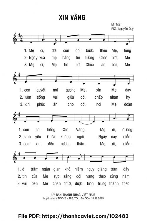 Xin vâng - Lm. Mi Trầm - trang 1