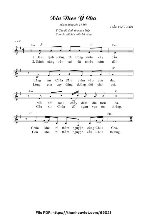 Xin vâng ý Cha - Trần Thế - trang 1