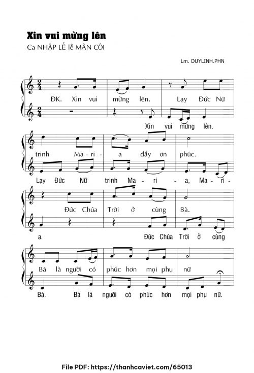 Xin vui mừng lên - Lm. DUYLINH.PHN - trang 1