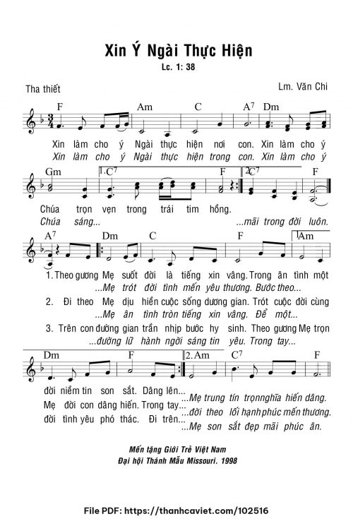 Xin ý Ngài thực hiện - Lm. Văn Chi - trang 1