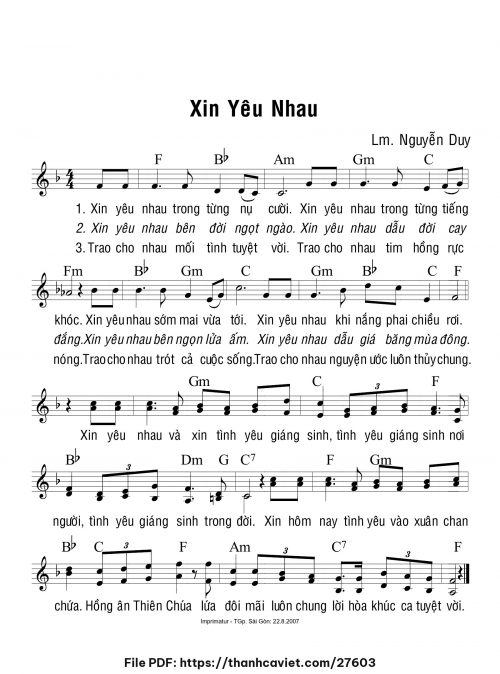 Xin yêu nhau - Lm. Nguyễn Duy - trang 1