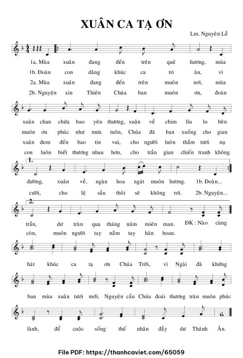 Xuân ca tạ ơn - Lm. Nguyên Lễ - trang 1