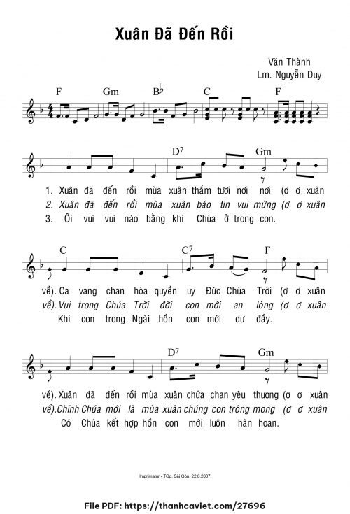 Xuân đã đến rồi - Lm. Nguyễn Duy - trang 1