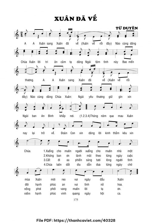 Xuân đã về - Lm. Từ Duyên - trang 1
