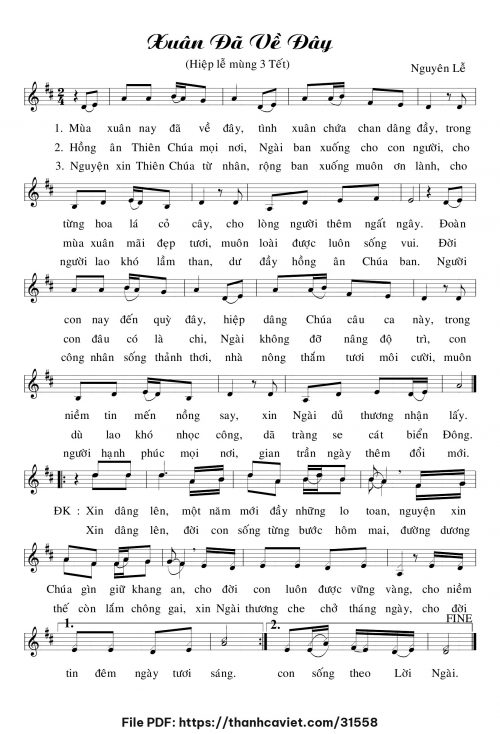 Xuân đã về đây - Lm. Nguyên Lễ - trang 1