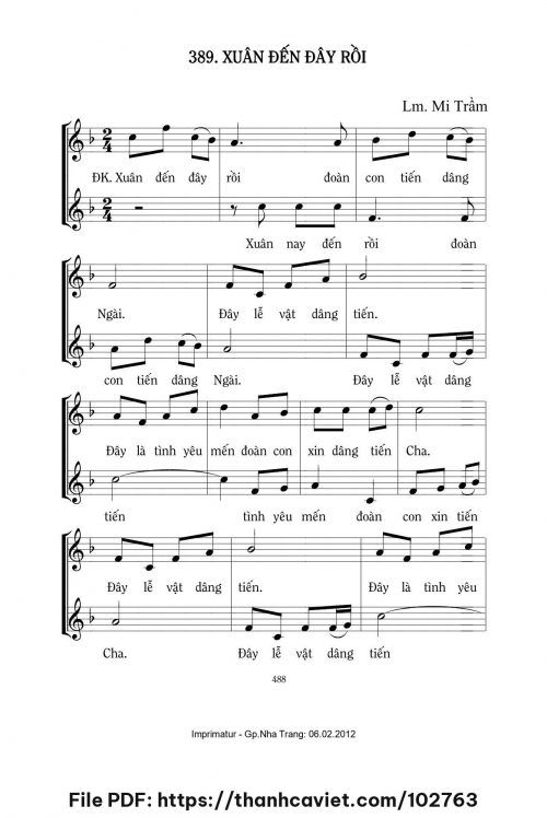 Xuân đến đây rồi - Lm. Mi Trầm - trang 1