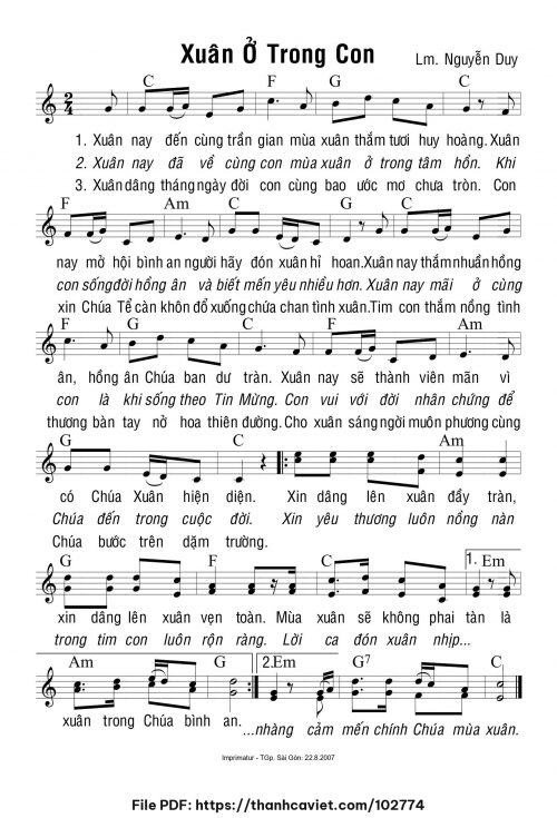 Xuân ở trong con - Lm. Nguyễn Duy - trang 1