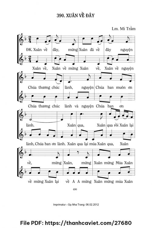 Xuân về đây - Lm. Mi Trầm - trang 1