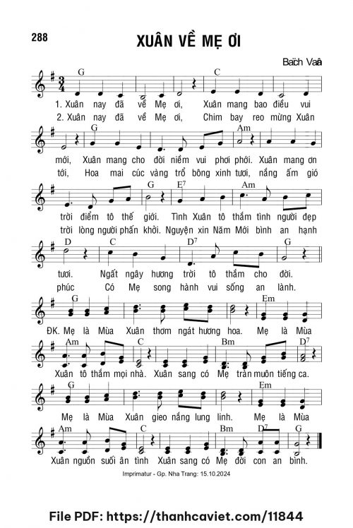 Xuân về Mẹ ơi - Lm. Bạch Vân - trang 1