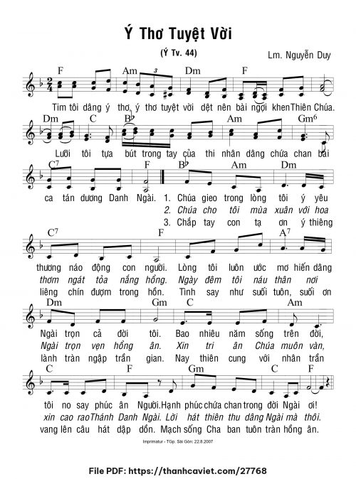 Ý thơ tuyệt vời - Lm. Nguyễn Duy - trang 1