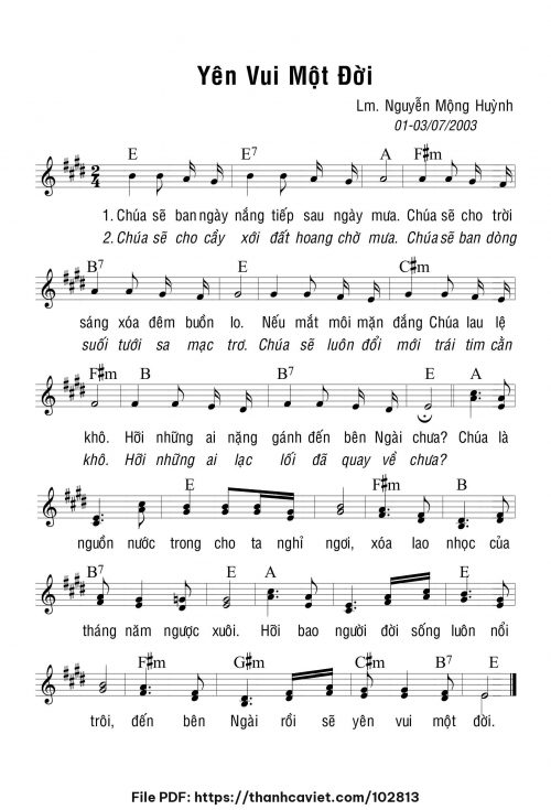 Yên vui một đời - Lm. Nguyễn Mộng Huỳnh - trang 1