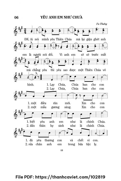 Yêu anh em như Chúa - Lm. Fa Thăng - trang 1