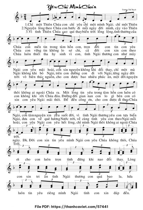 Yêu chỉ mình Chúa - Trương Thế Bạch - trang 1