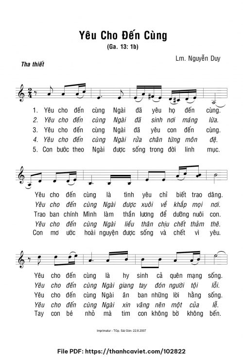 Yêu cho đến cùng - Lm. Nguyễn Duy - trang 1