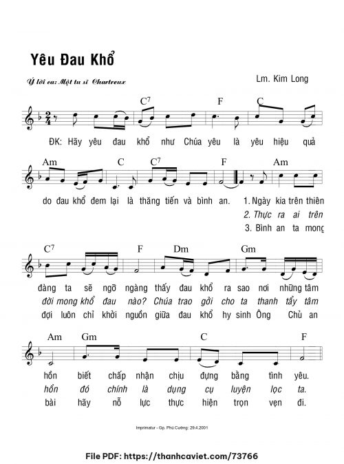 Yêu đau khổ - Lm. Kim Long - trang 1
