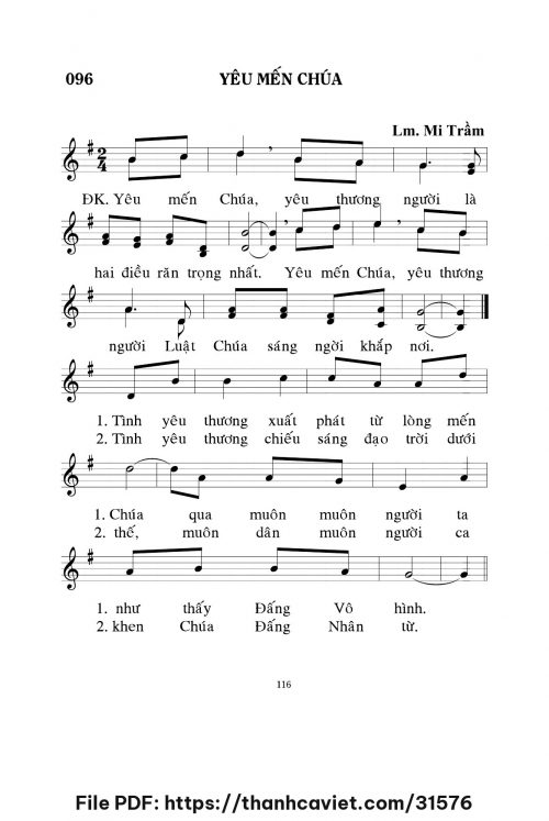 Yêu mến Chúa - Lm. Mi Trầm - trang 1