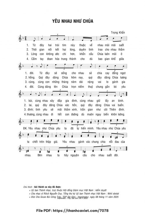 Yêu nhau như Chúa - Lm. Trọng Khẩn - trang 1