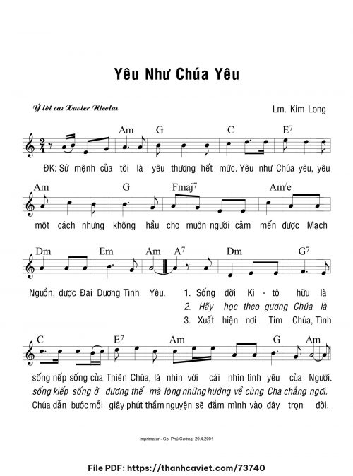 Yêu như Chúa yêu - Lm. Kim Long - trang 1