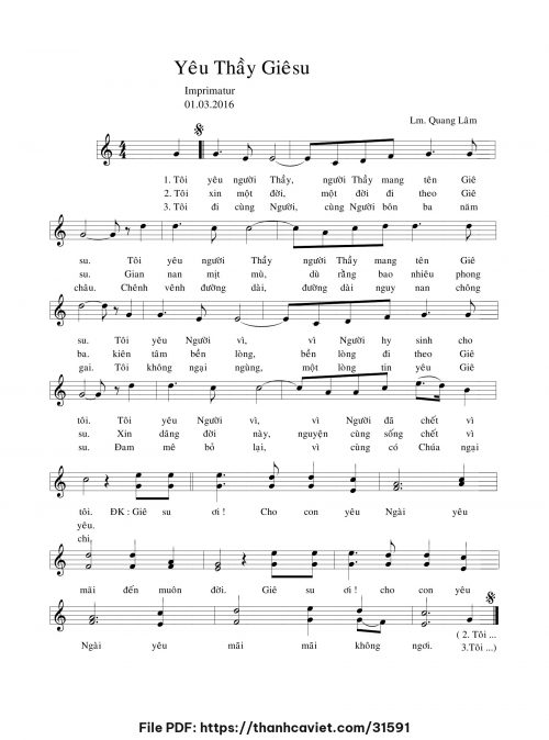 Yêu Thầy Giêsu - Lm. Quang Lâm - trang 1