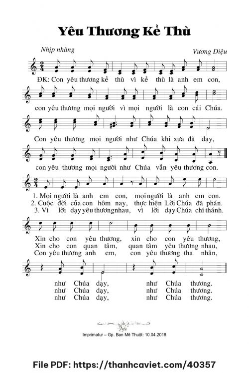 Yêu thương kẻ thù - Lm. Vương Diệu - trang 1