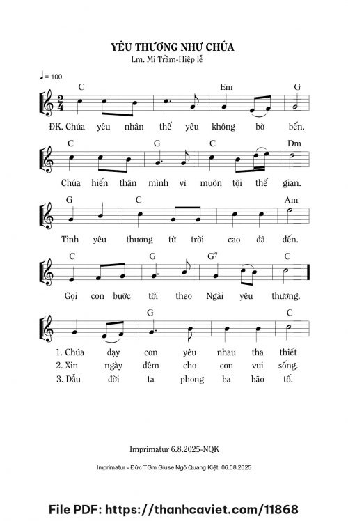 Yêu thương như Chúa - Lm. Mi Trầm - trang 1