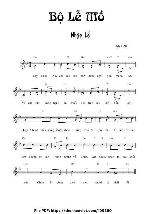 Bộ Lễ Mồ - Lm. Mỹ Sơn - trang 1