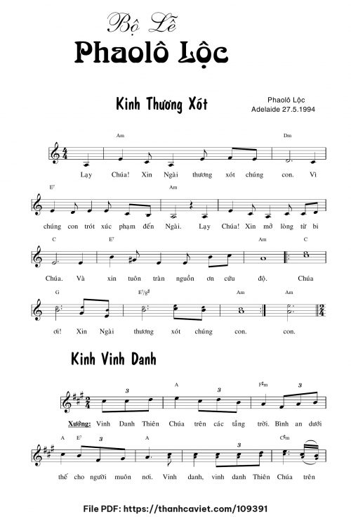 Bộ Lễ Phaolô Lộc - Phaolô Lộc - trang 1