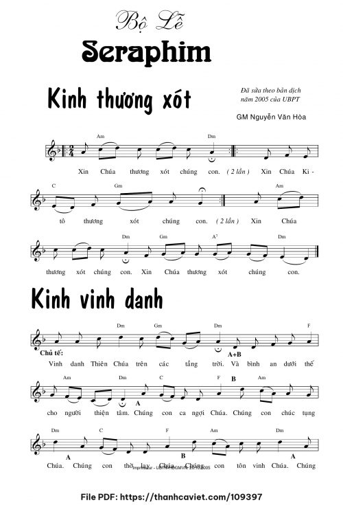 Bộ Lễ Seraphim - Gm. Nguyễn Văn Hòa - trang 1
