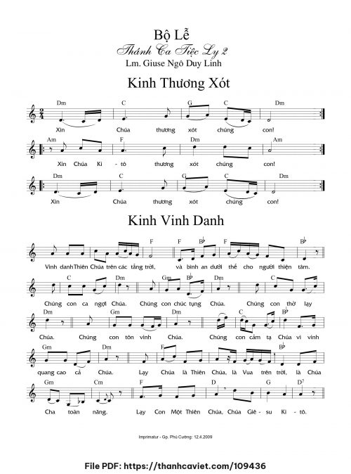Bộ Lễ Thánh Ca Tiệc Ly 2 - Lm. Ngô Duy Linh - trang 1
