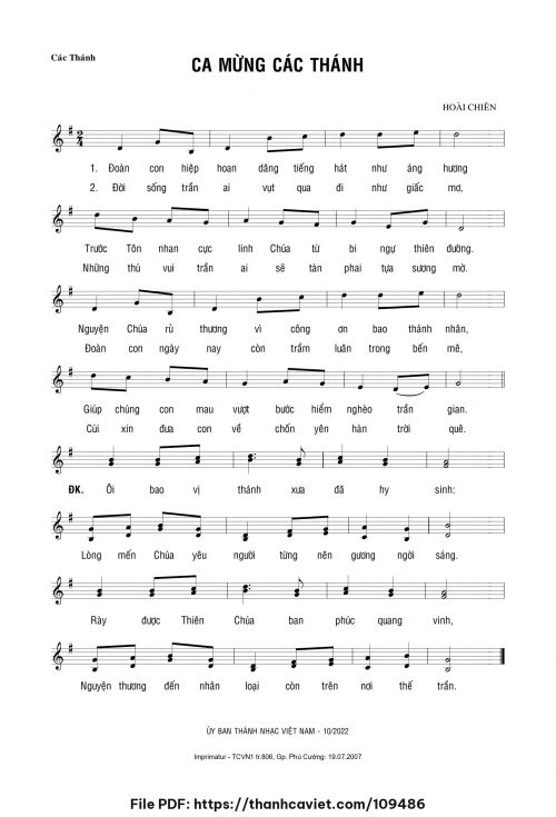 Ca mừng các thánh - Hoài Chiên - trang 1