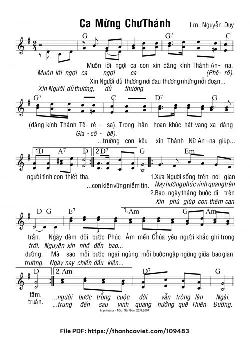 Ca mừng chư Thánh - Lm. Nguyễn Duy - trang 1