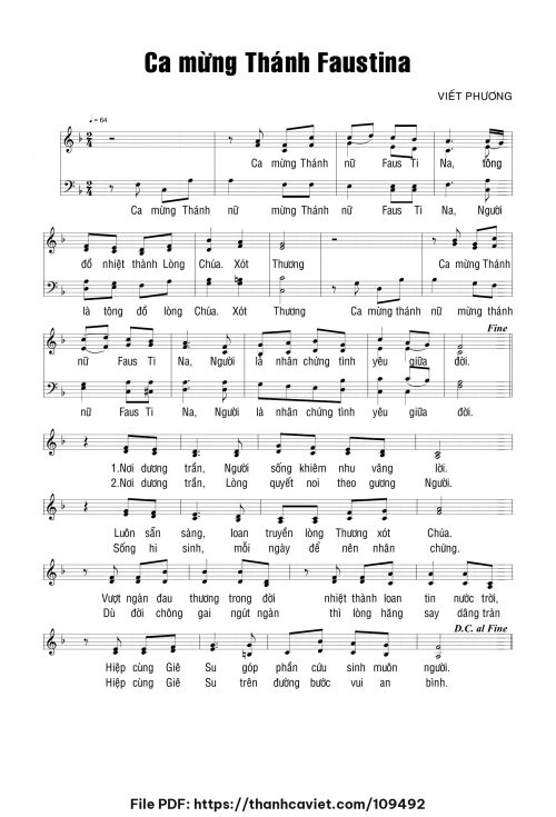 Ca mừng Thánh Faustina - Viết Phương - trang 1