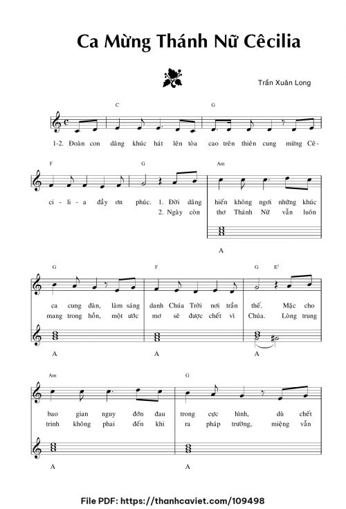 Ca mừng Thánh Nữ Cêcilia - Trần Xuân Long - trang 1