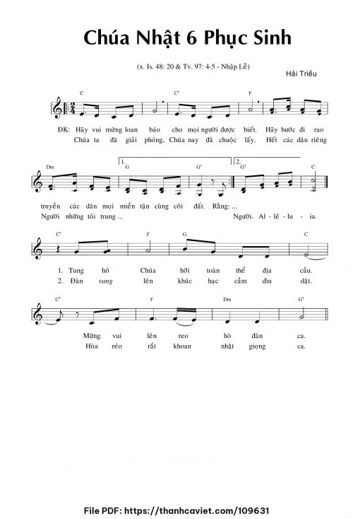 Chúa Nhật 6 Mùa Chay - Hải Triều - trang 1