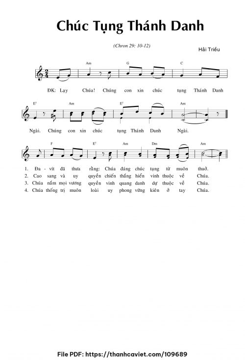 Chúc tụng Thánh Danh - Hải Triều - trang 1