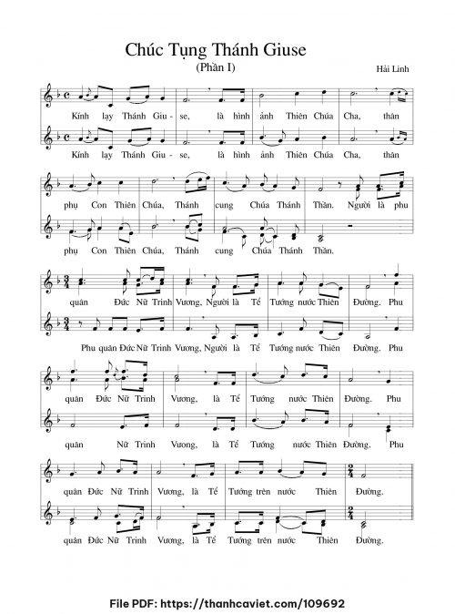 Chúc tụng Thánh Giuse - Hải Linh - trang 1