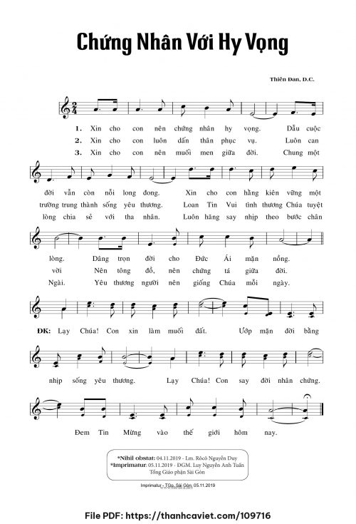 Chứng nhân với hy vọng - Sr. Thiên Đan, D.C. - trang 1