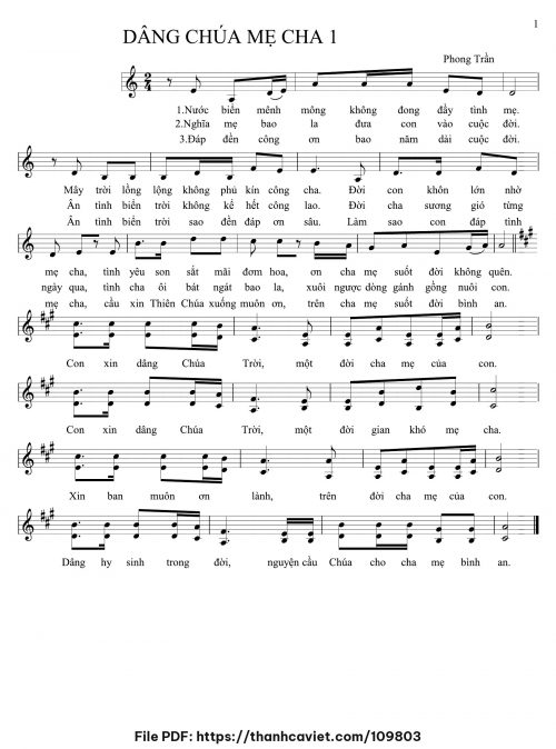 Dâng Chúa Mẹ Cha 1 - Lm. Phong Trần - trang 1