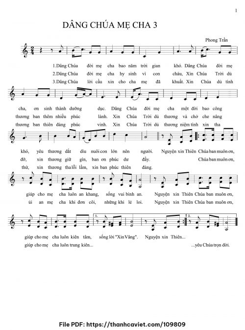 Dâng Chúa Mẹ Cha 3 - Lm. Phong Trần - trang 1