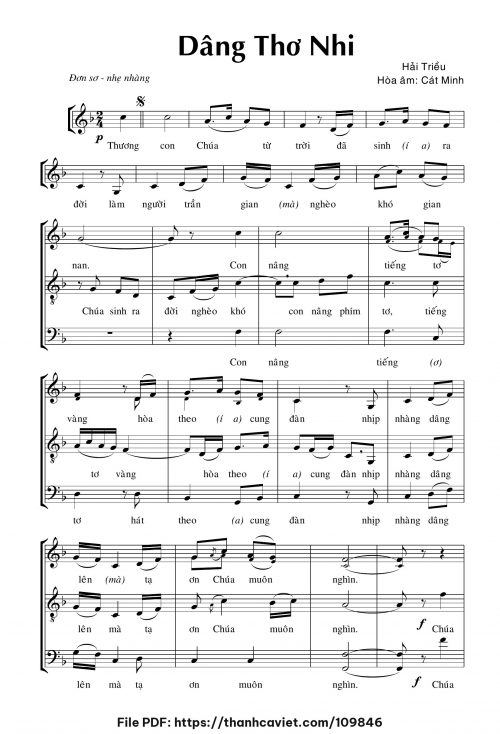 Dâng thơ nhi - Hải Triều (Hòa âm: Cát Minh) - trang 1