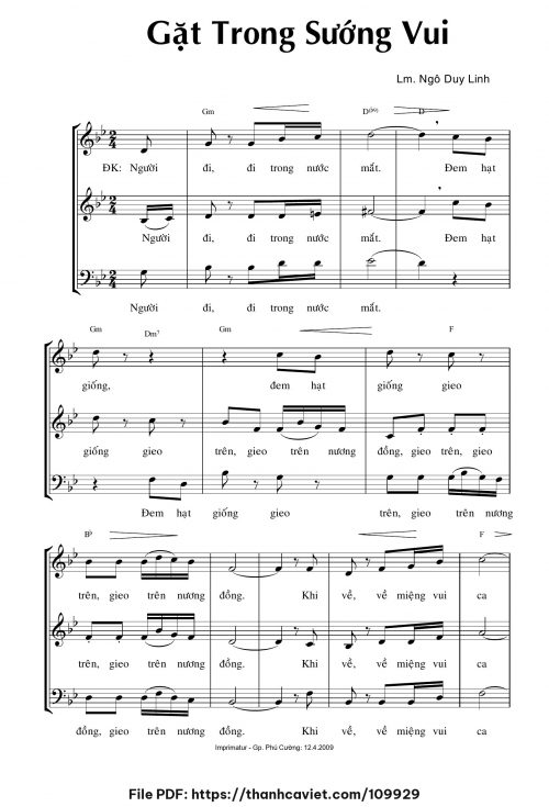 Gặt trong sướng vui - Lm. Ngô Duy Linh - trang 1