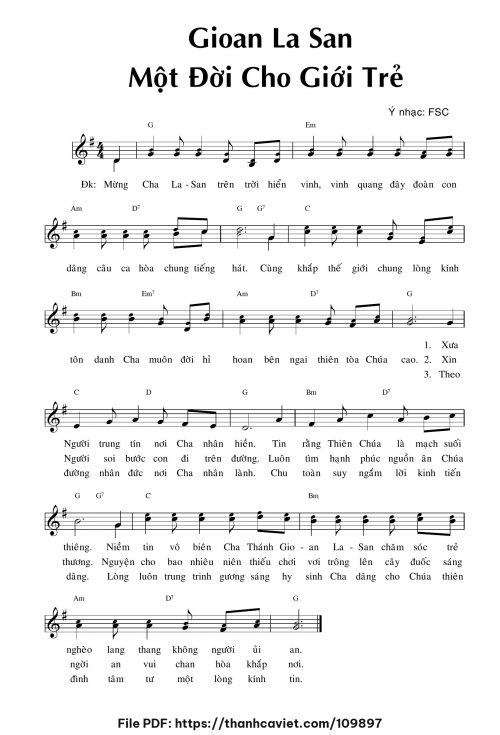 Gioan La San một đời cho giới trẻ - FSC - trang 1