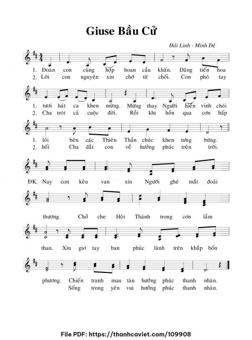 Giuse bầu cử - Hải Linh - Minh Đệ - trang 1