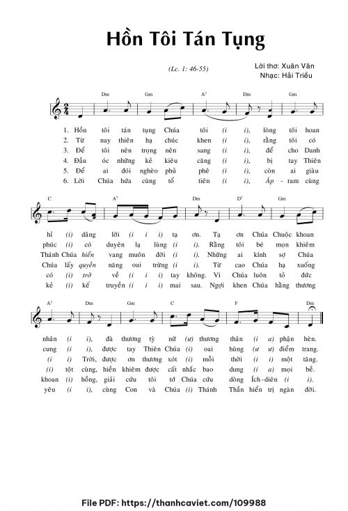 Hồn tôi tán tụng - Hải Triều - Thơ: Xuân Văn - trang 1