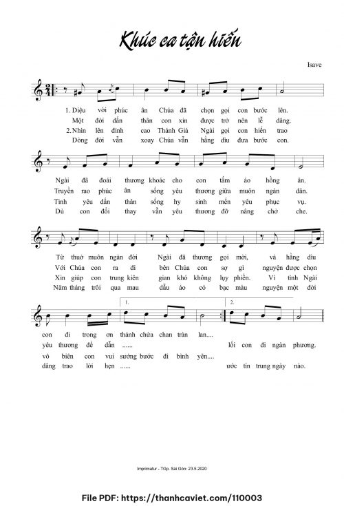 Khúc ca tận hiến - Sr. Isave - trang 1