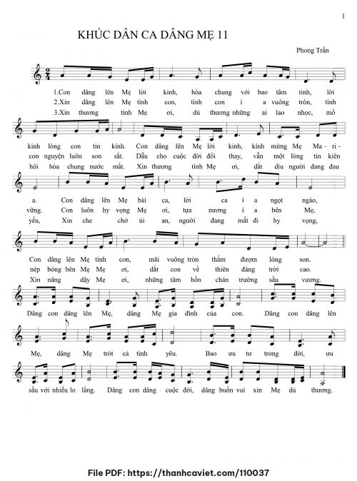 Khúc dân ca dâng Mẹ 11 - Lm. Phong Trần - trang 1