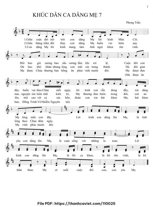Khúc dân ca dâng Mẹ 7 - Lm. Phong Trần - trang 1