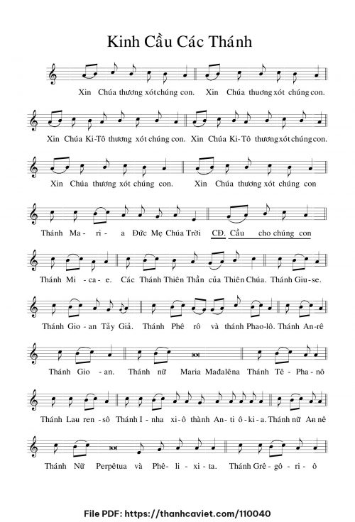 Kinh cầu Các Thánh - Chưa biết - trang 1