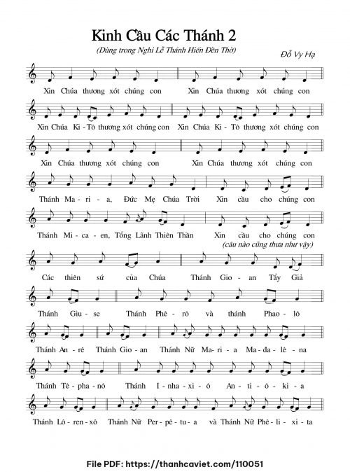 Kinh cầu Các Thánh 2 - Đỗ Vy Hạ - trang 1